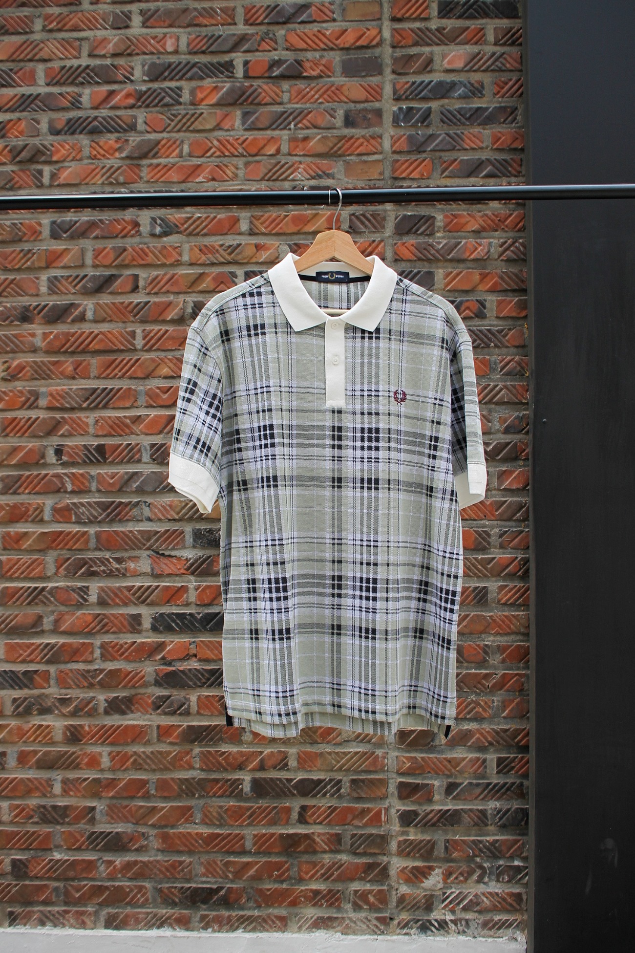[FRED PERRY] Jaquard Check Polo Shirt - Snow White
