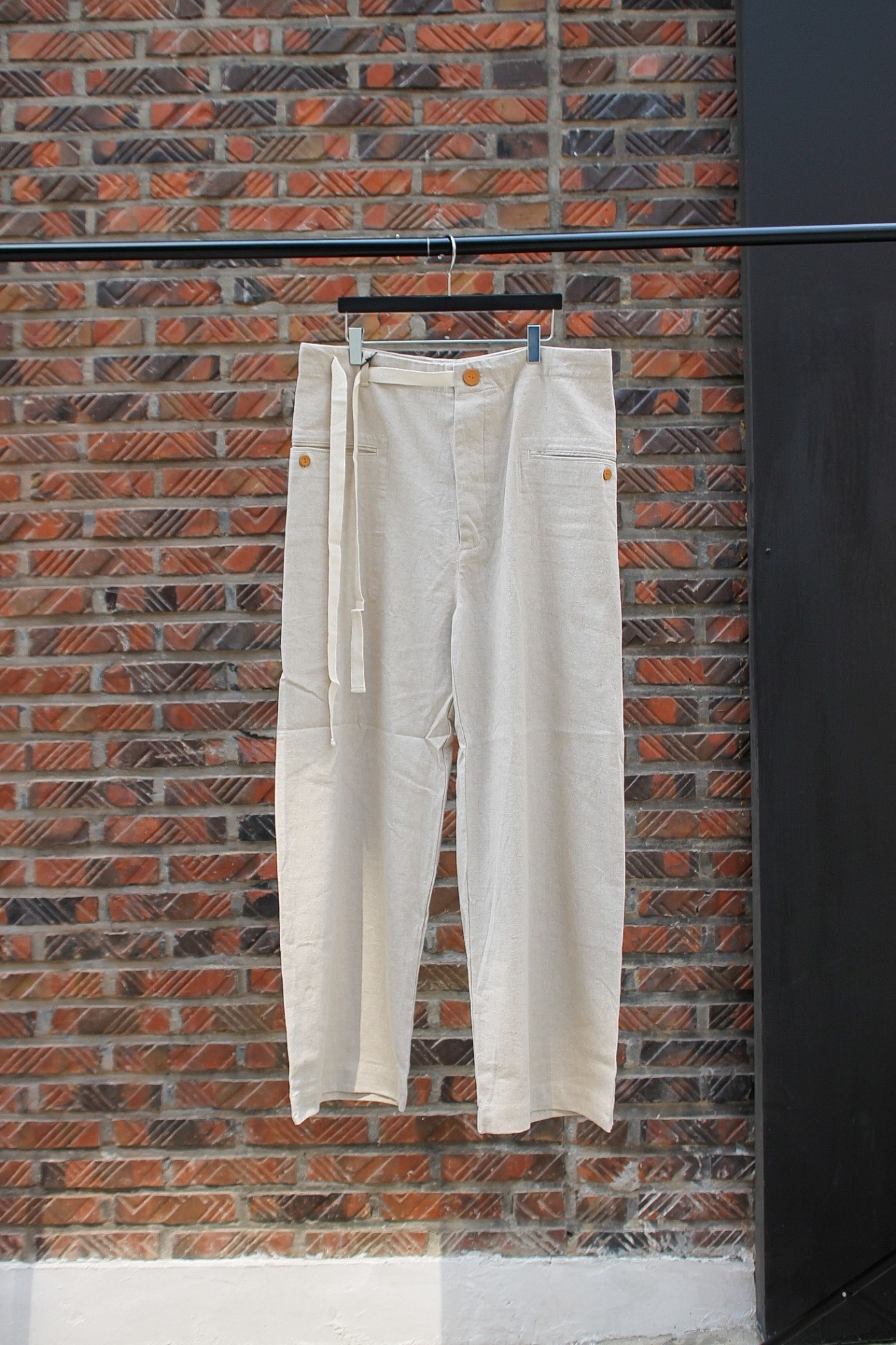 [EASY TO WEAR] Linen Canvas Baggy Pants - Natural