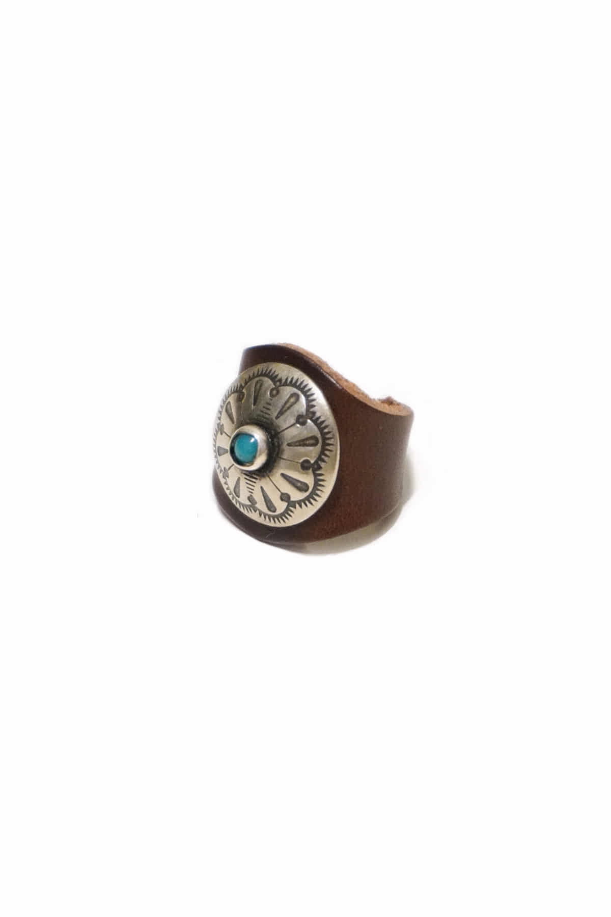 Restock! [YUKETEN] Leather Ring with Concho - Brown