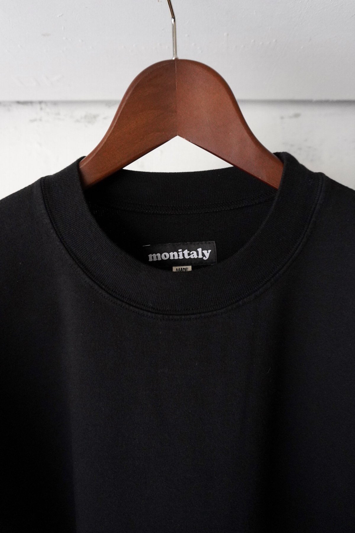 [Monitaly] French Terry Cropped  Sweat Shirt - Black