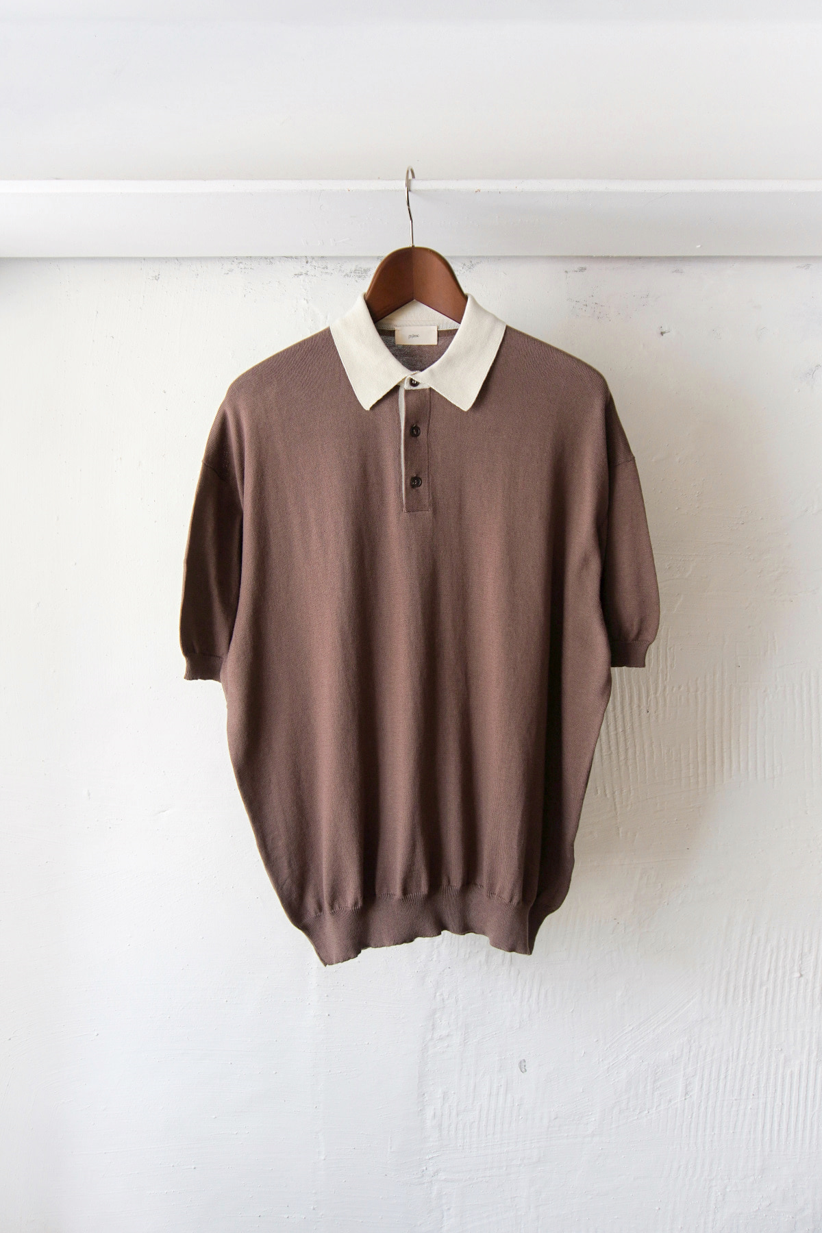 [GAJIROC] Short Sleeved Knitted Rugby Shirt - Brown