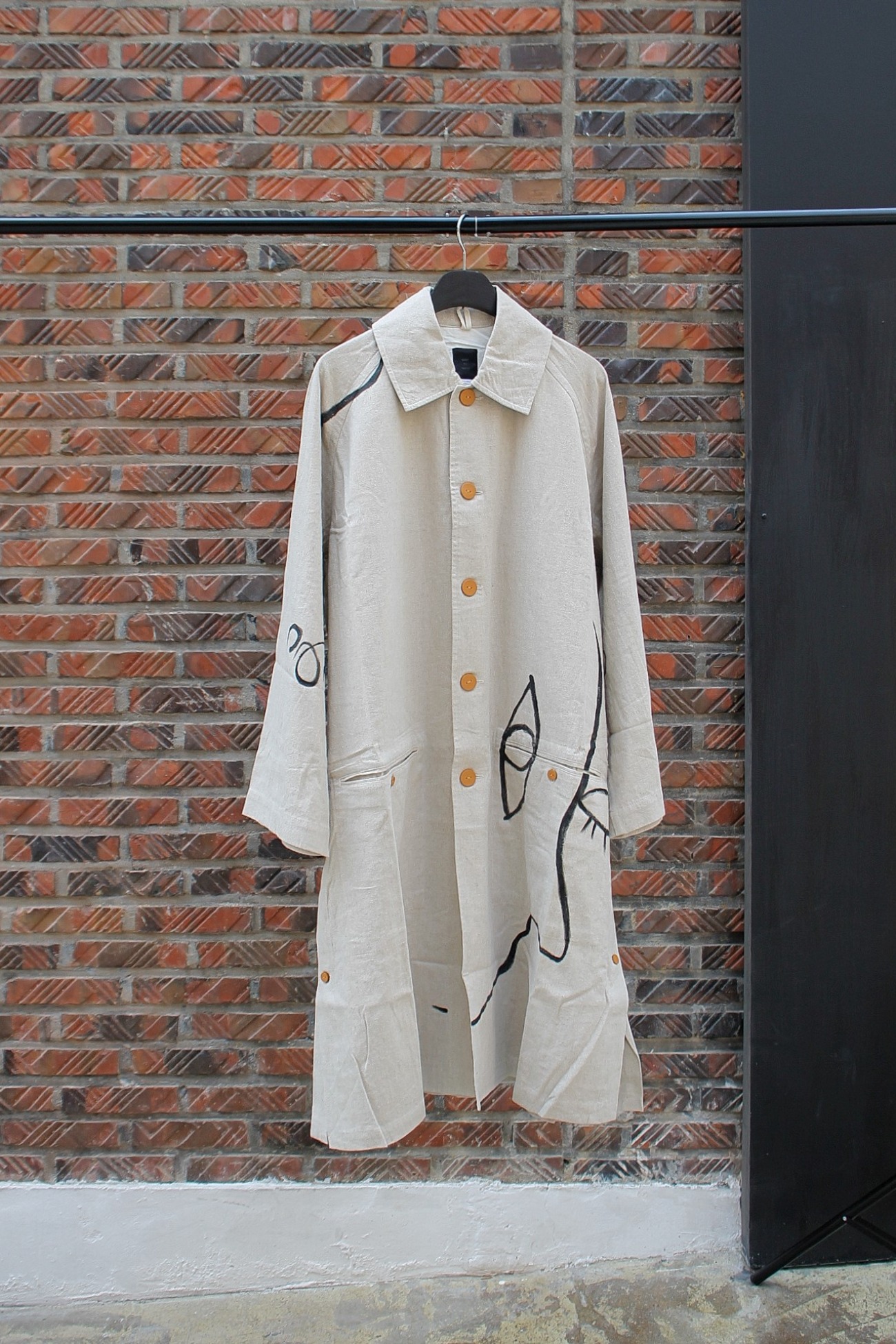 [EASY TO WEAR] Linen Canvas Coat - Natural / Drawing