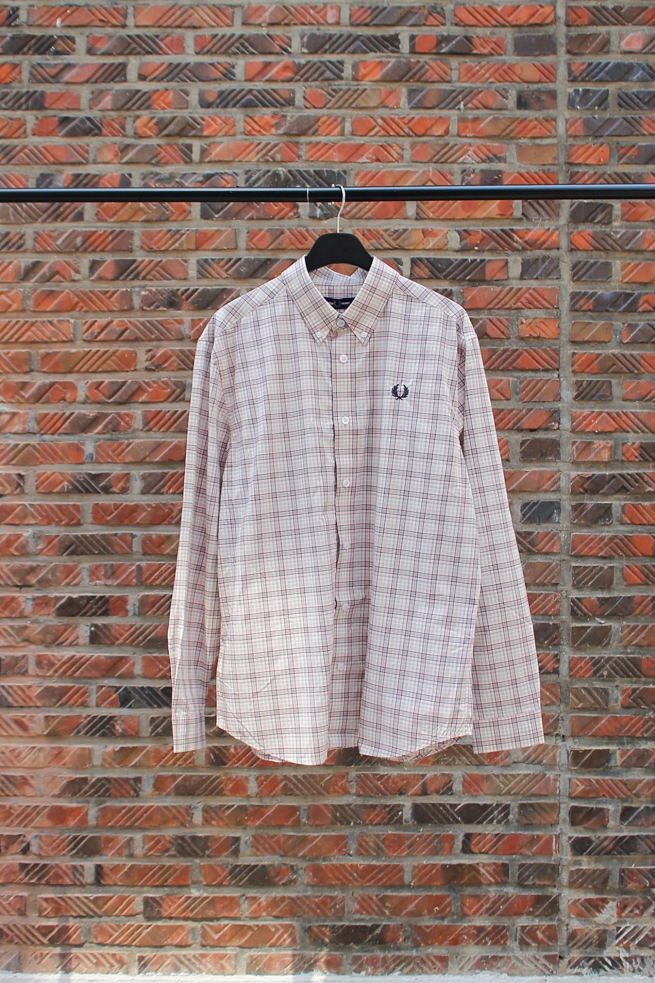 [FRED PERRY] Small Check Shirt - Silver Pink