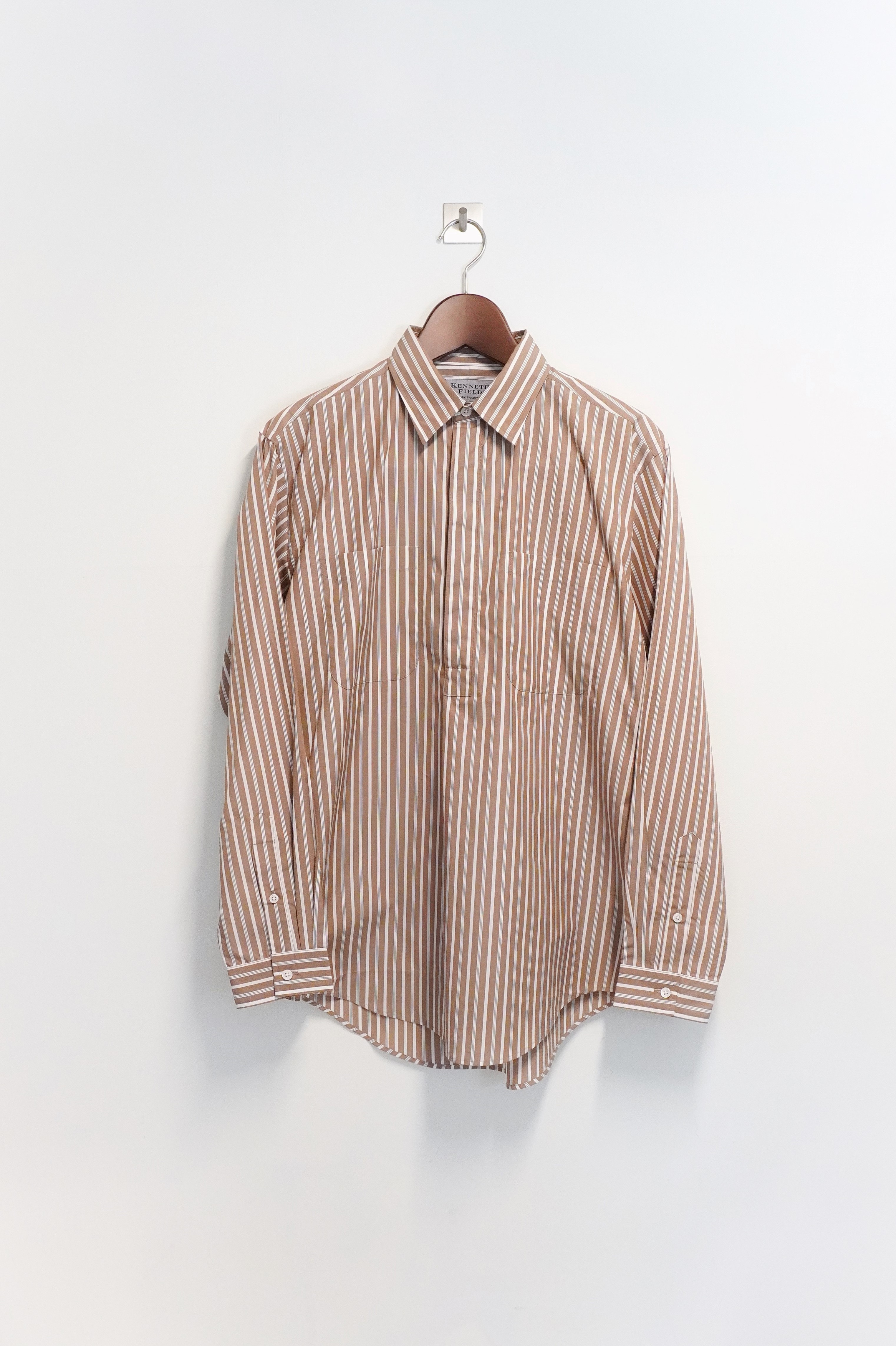 [KENNETH FIELD]  Roomy Shirt Stripe Supima – Brown