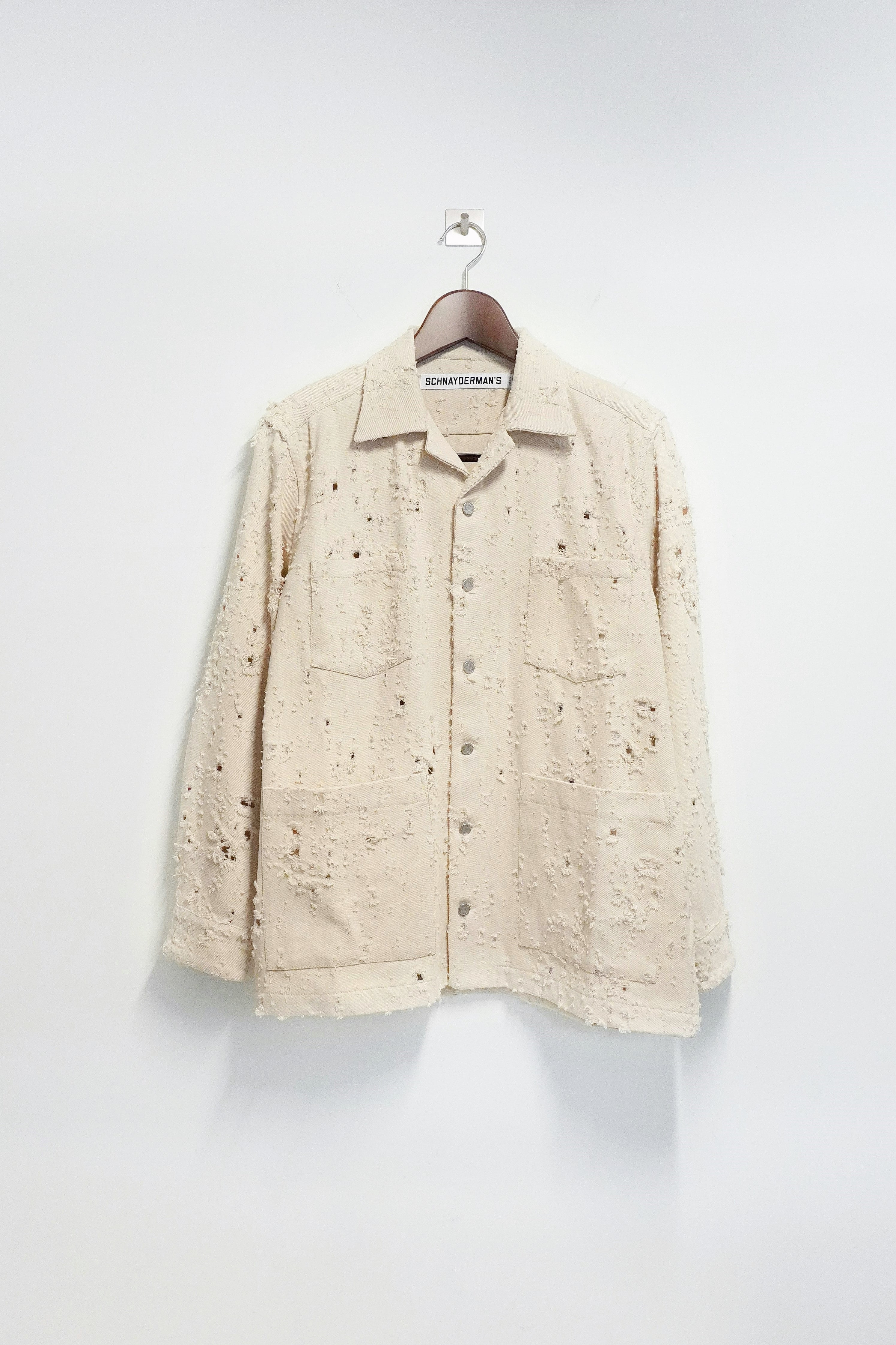 [SCHNAYDERMAN&#039;S] Overshirt Boxy Trashed Twill – Off White