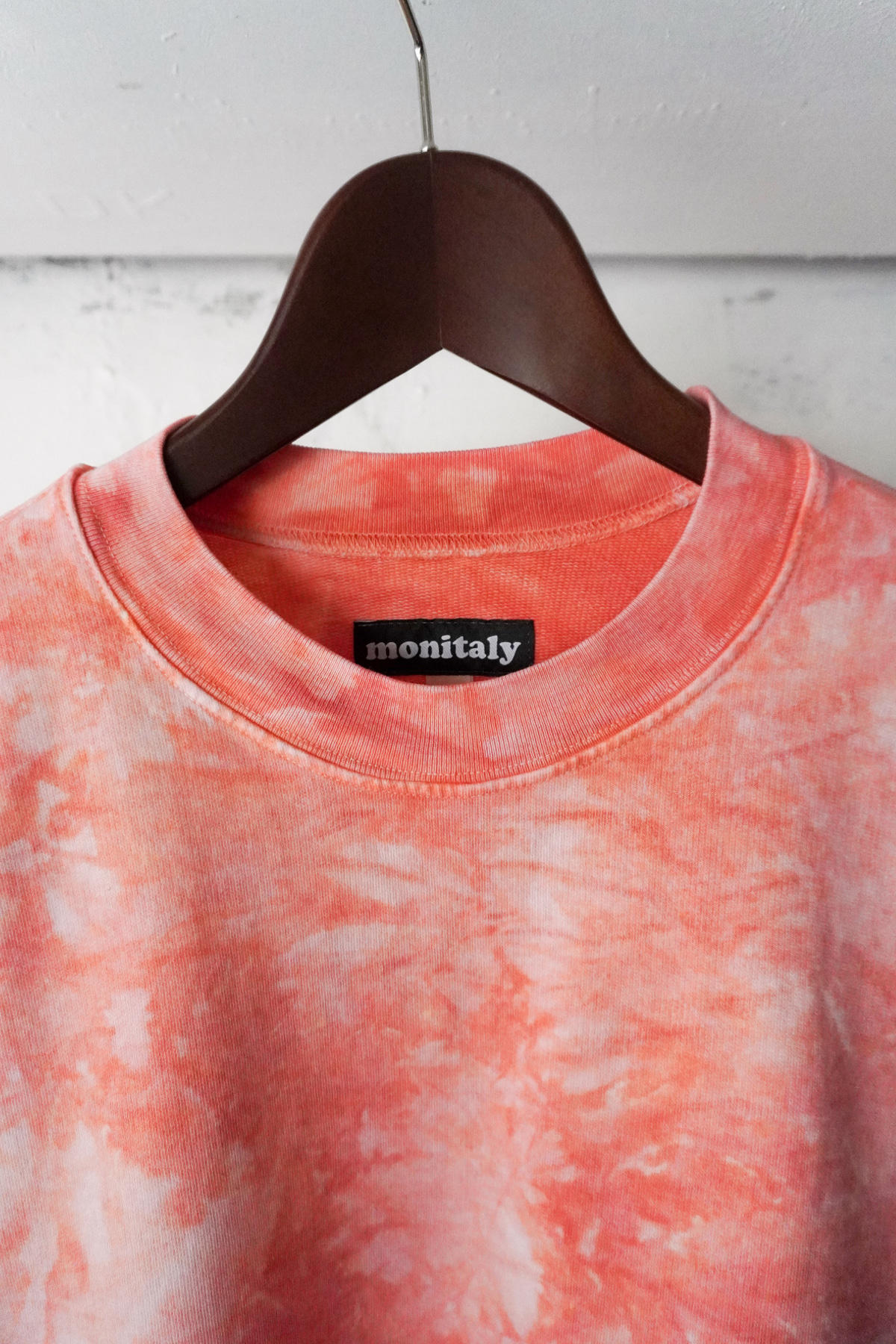 [Monitaly] French Terry Cropped  Sweat Shirt - Tie Dye Pink + Mineral
