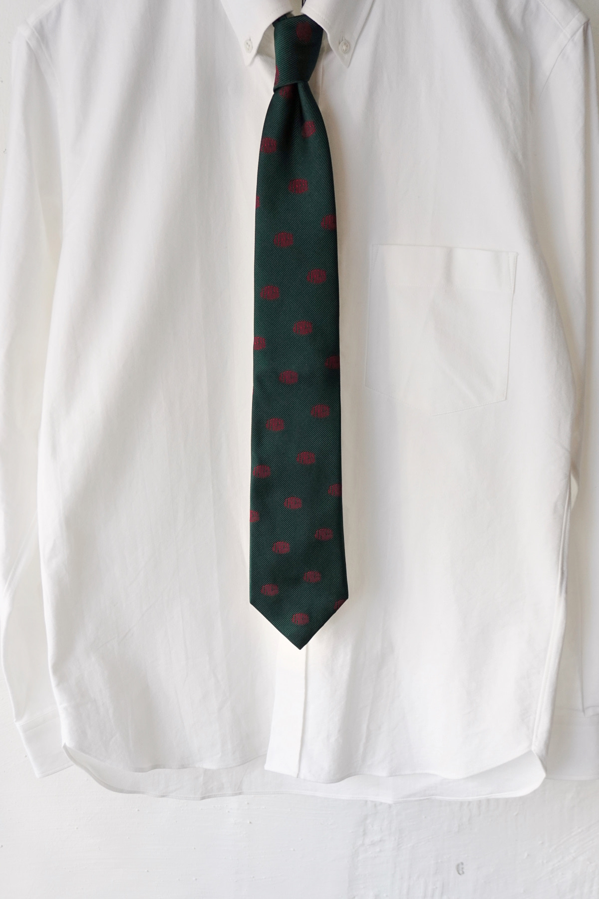 [J.PRESS] Silk Rep Logo Tie - Green