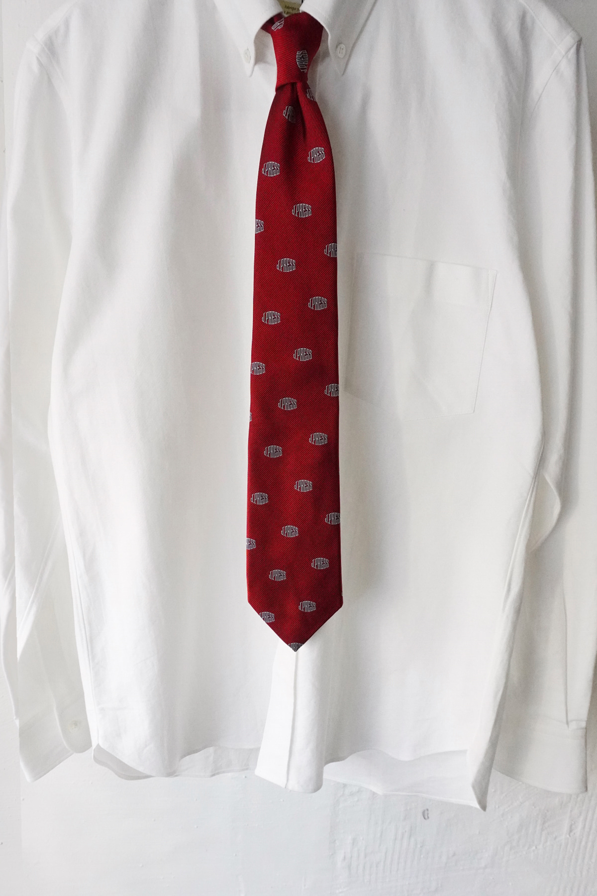 [J.PRESS] Silk Rep Logo Tie - Red